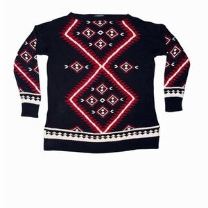 Ralph Lauren Red and White Knit Sweater